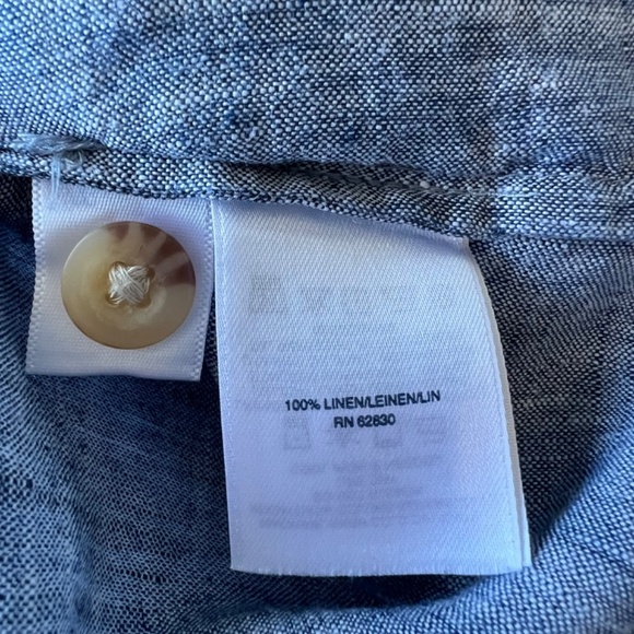 Land’s End 100% Linen Boxy Button Shoulder/Collar Pullover Shirt - Picture 6 of 9